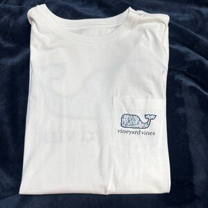 Vineyard Vines Cream Pocket Tee with Whale Logo